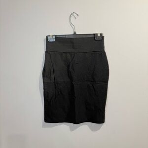 Simons | womens small Black Pencil Skirt Knee-Length with slit and elastic waist